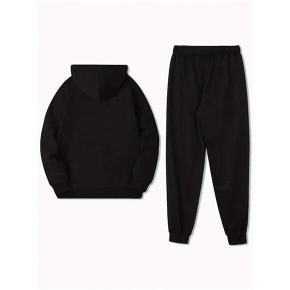 NWT Men's Black Graphic Hoodie & Jogger Tracksuit Set | Athleisure - Picture 2 of 5